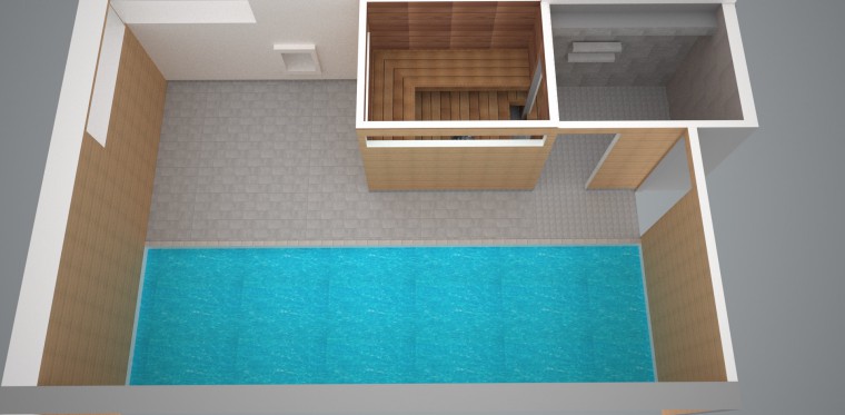 Sopiva vesikiertoinen patteri uima-allasosaston oleskelutilaan